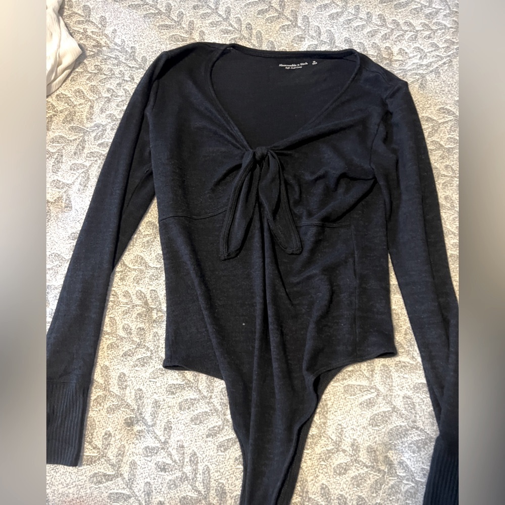 Abercrombie & Fitch Black Tie-Front Bodysuit